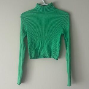Cider Green Ribbed Turtleneck Sweater